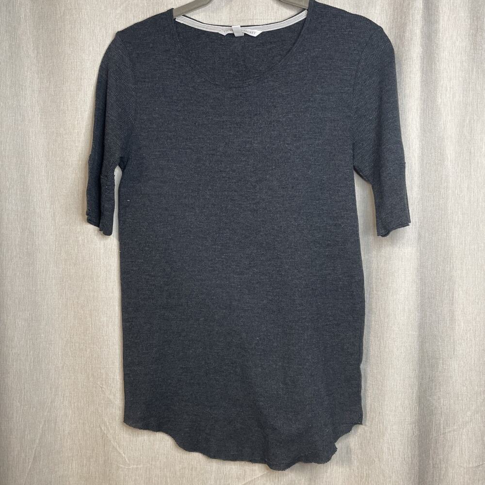 Victorias Secret Shirt Ladies Large Heather Gray Fitted Waffle Knit Top Womens
